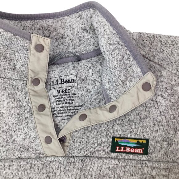 L.L. Bean 1/4 T Snap Pullover Sweater Jacket Knit Gray Women's Medium 292726 - Picture 7 of 8